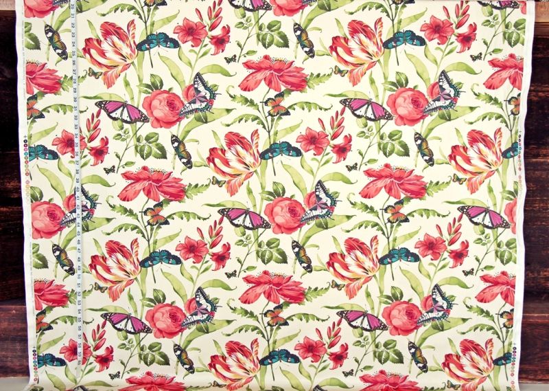 Tulip Rose Fabric in Red