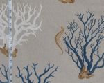 Blue coral seahorse fabric Remnant- 45"