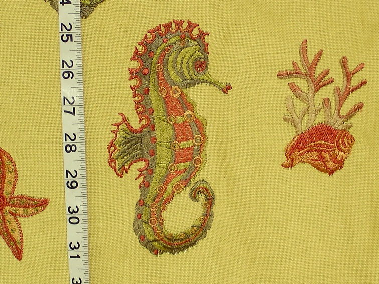 YELLOW EMBROIDERED SEAHORSE FABRIC