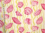 Pink seashell fabric violet green striped watercolor
