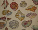 Large seashell fabric coastal ocean decorating