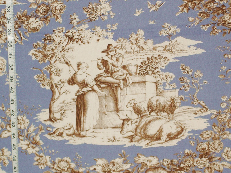 French Blue Toile Fabric