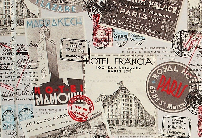 VINTAGE TRAVEL POSTER FABRIC