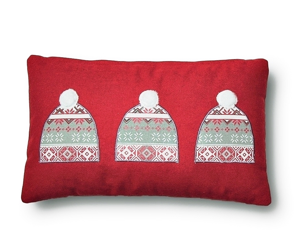 RED SKI HAT PILLOW