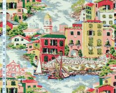 Venice Italy fabric pink toile
