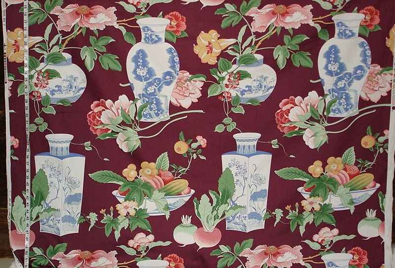 Asian Oriental Canton Vase Fabric